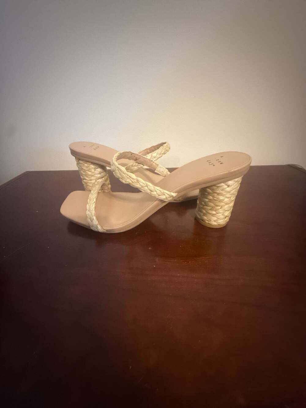 A New Day Braided Raffia Square Toe Heeled Sandals